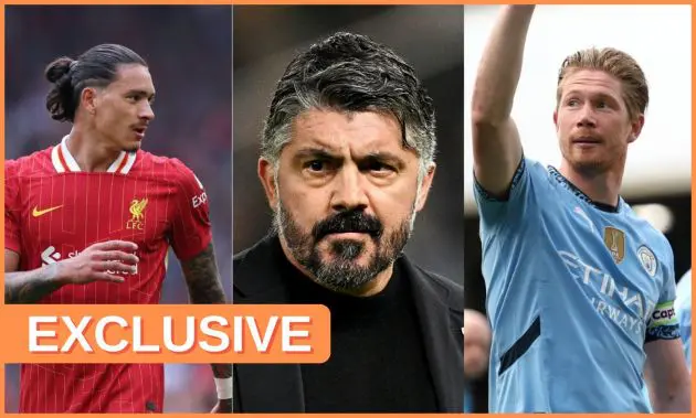 Darwin Nunez, Gennaro Gattuso, and Kevin De Bruyne