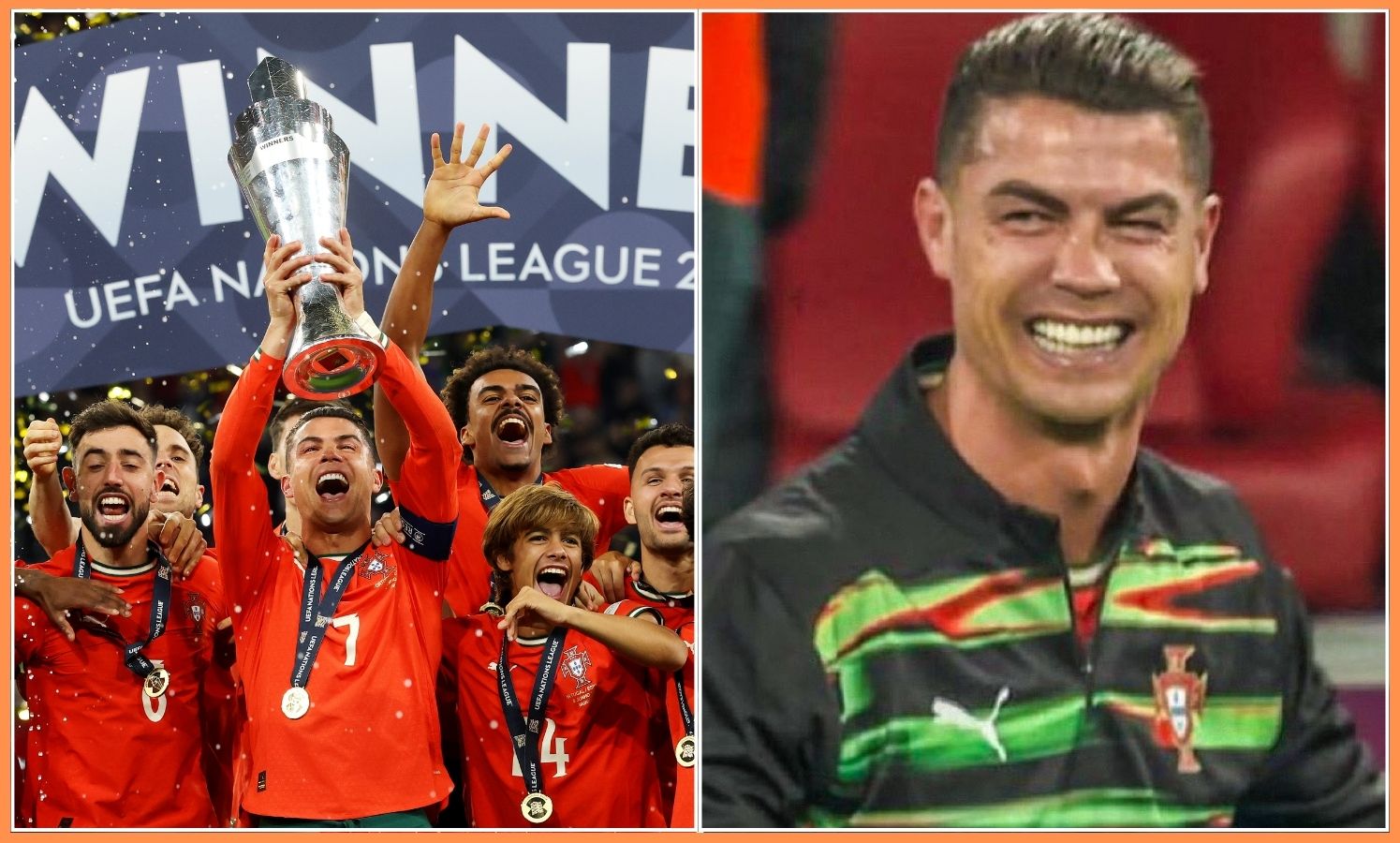 Cristiano Ronaldo celebrates winning the Nations League