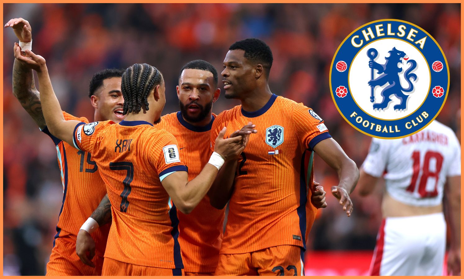 Xavi Simons celebrates with his Dutch international teammates