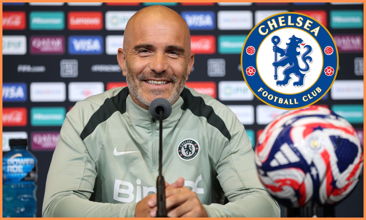 Enzo Maresca at a Chelsea press conference