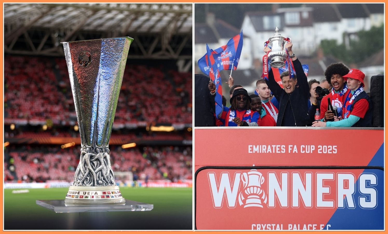 The Europa League trophy and Crystal Palace's bus parade