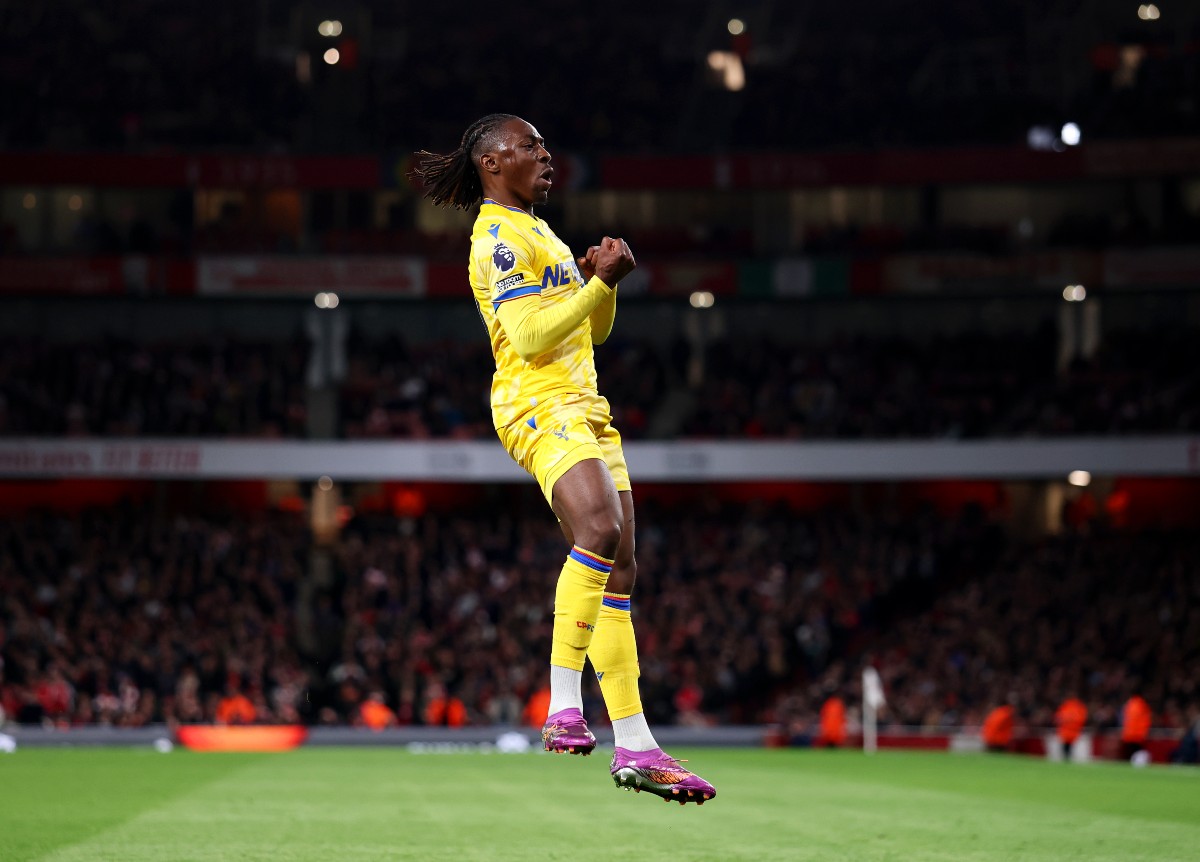 Eberechi Eze celebrates scoring for Crystal Palace against Arsenal
