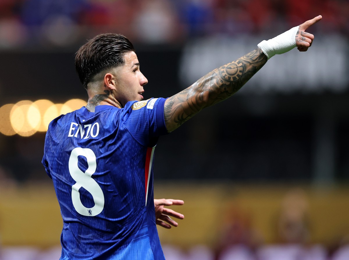 Enzo Fernandez celebrates a goal for Chelsea at the Club World Cup