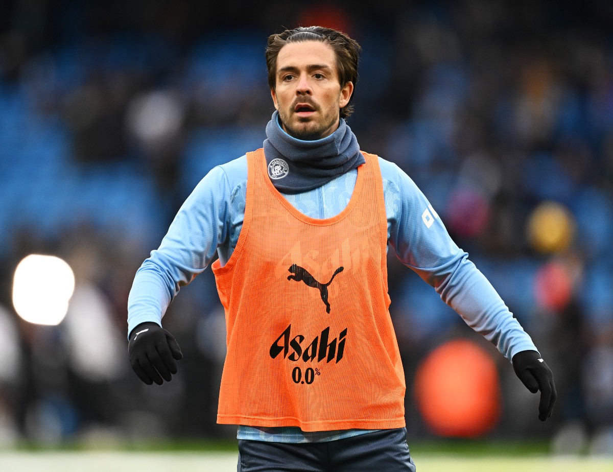 Jack Grealish warming up for Manchester City