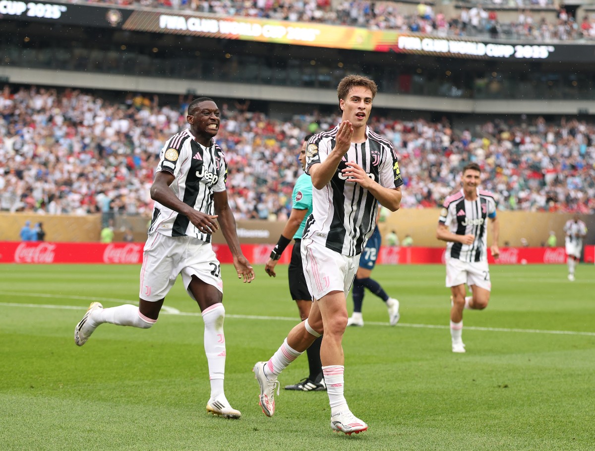Kenan Yildiz celebrates a goal for Juventus at the Club World Cup