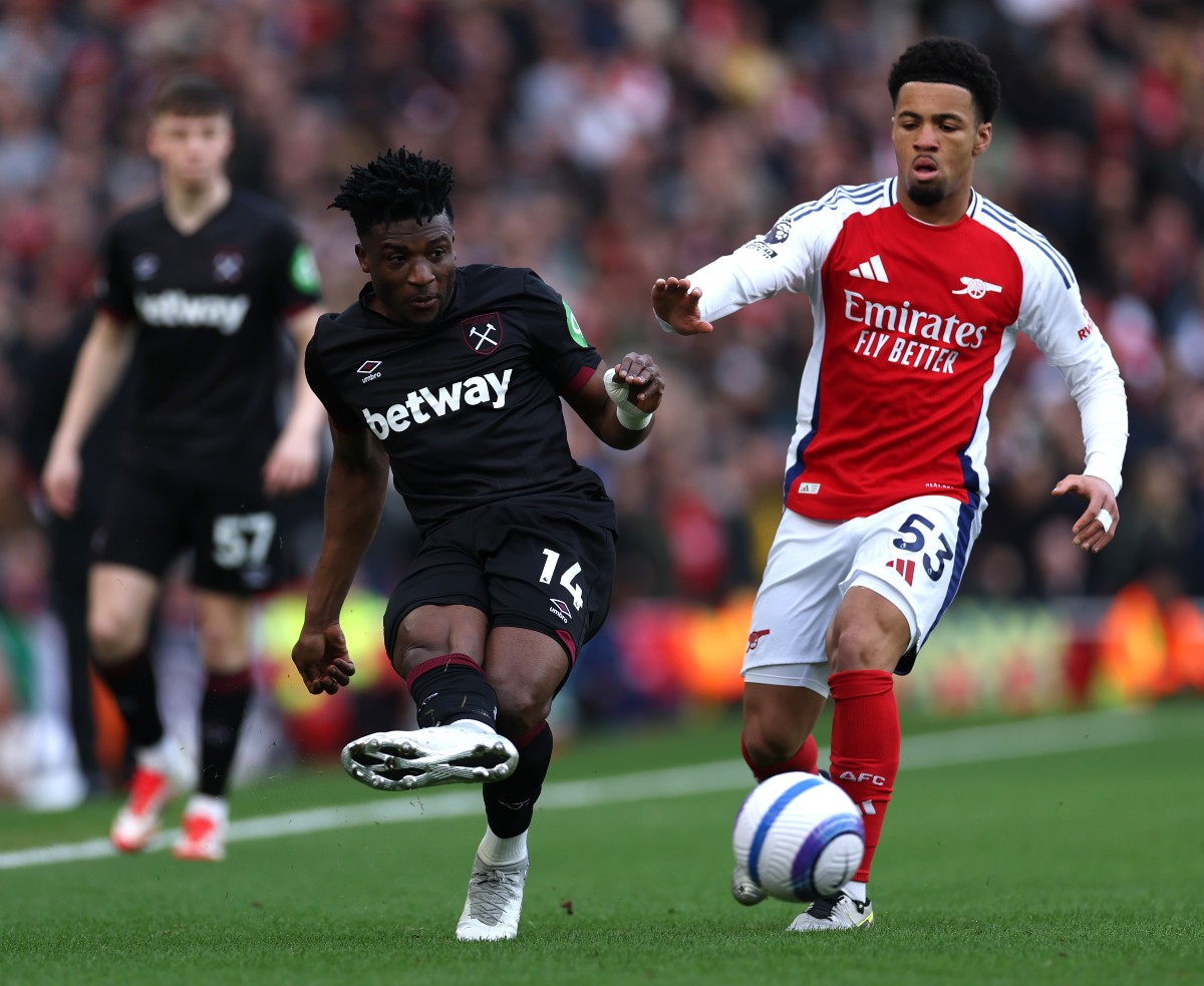 Mohammed Kudus in action for West Ham against Arsenal
