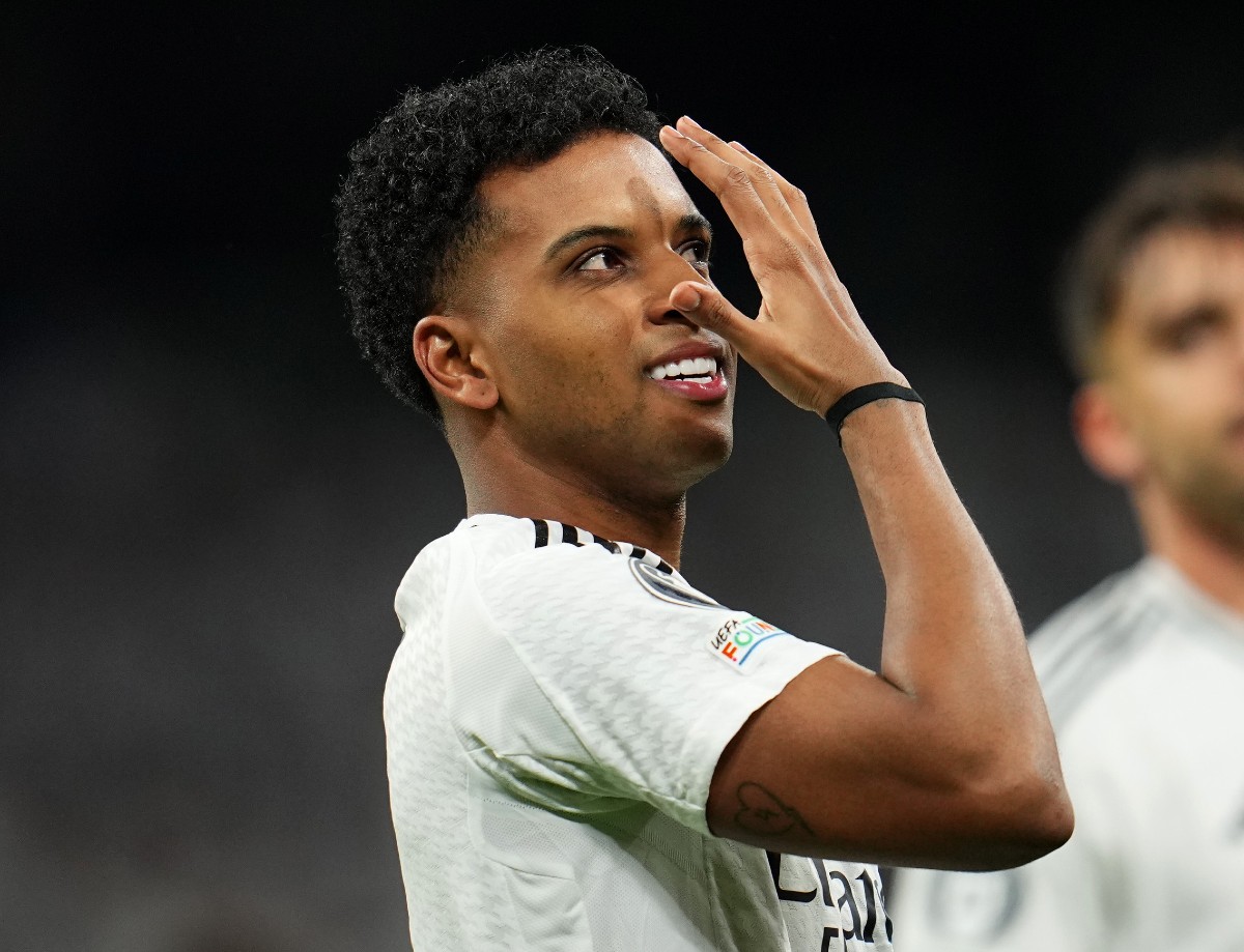 Real Madrid's Rodrygo celebrates a goal