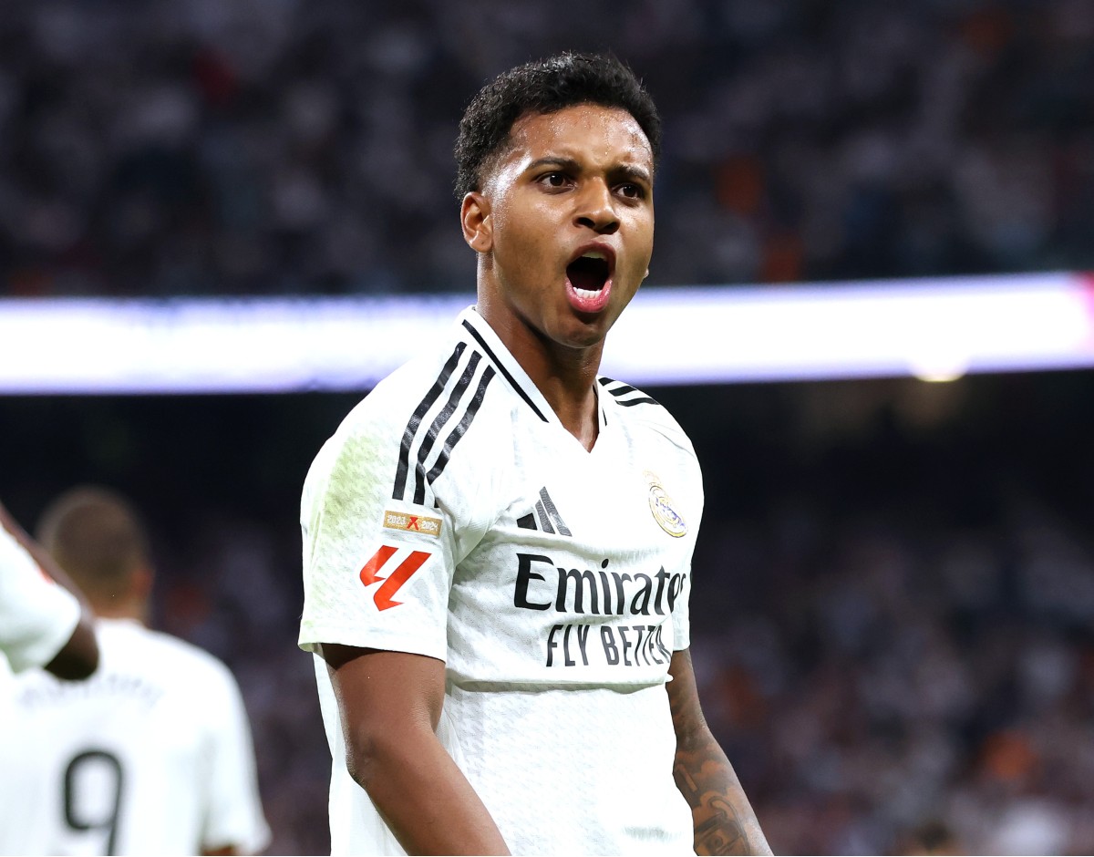 Real Madrid's Rodrygo celebrates a goal