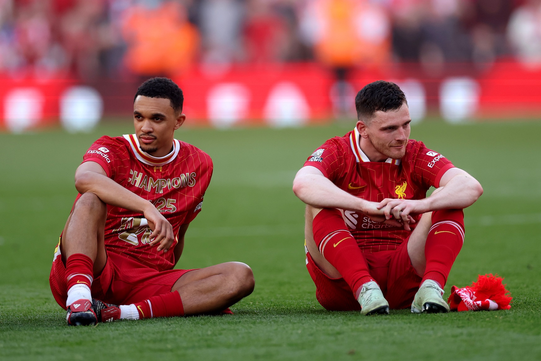 Andy Robertson with former teammate Alexander-Arnold