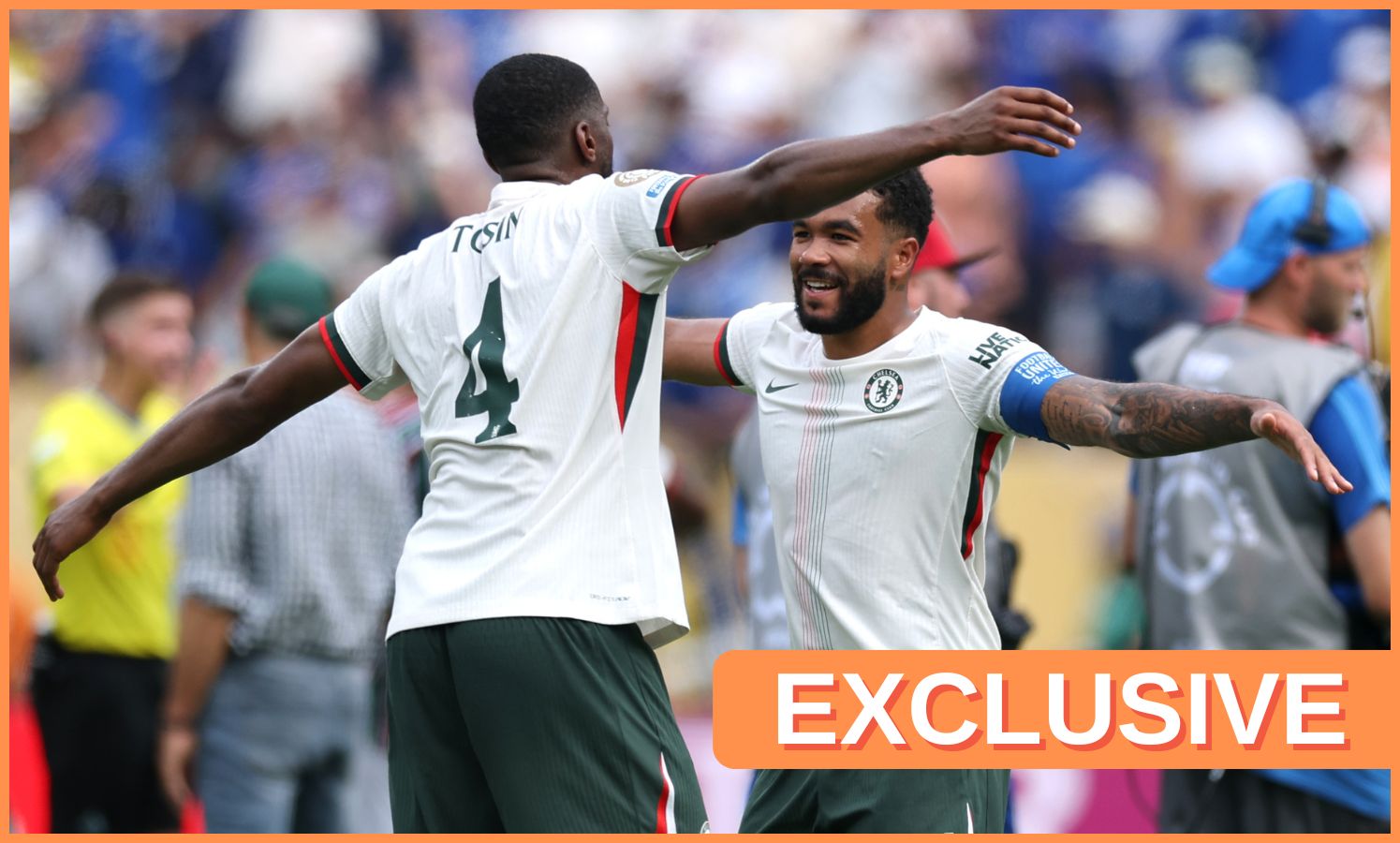 Tosin Adarabioyo celebrates with Reece James
