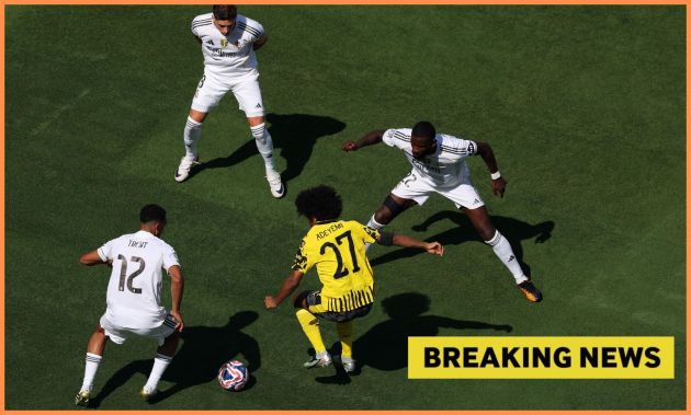 Karim Adeyemi in action for Borussia Dortmund against Real Madrid at the Club World Cup