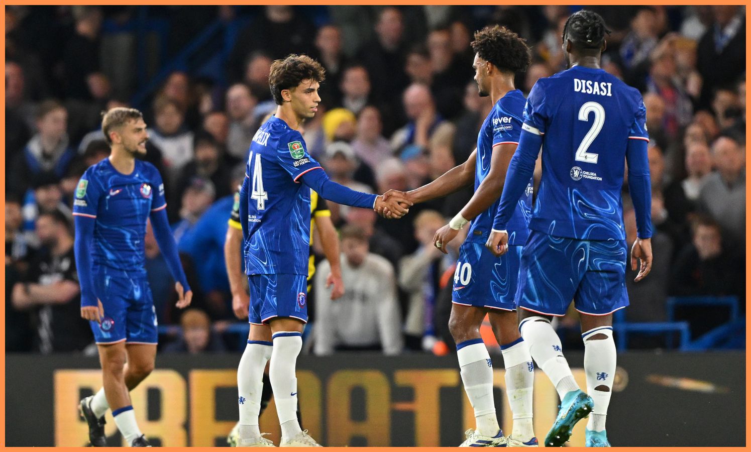 Joao Felix with his Chelsea teammates