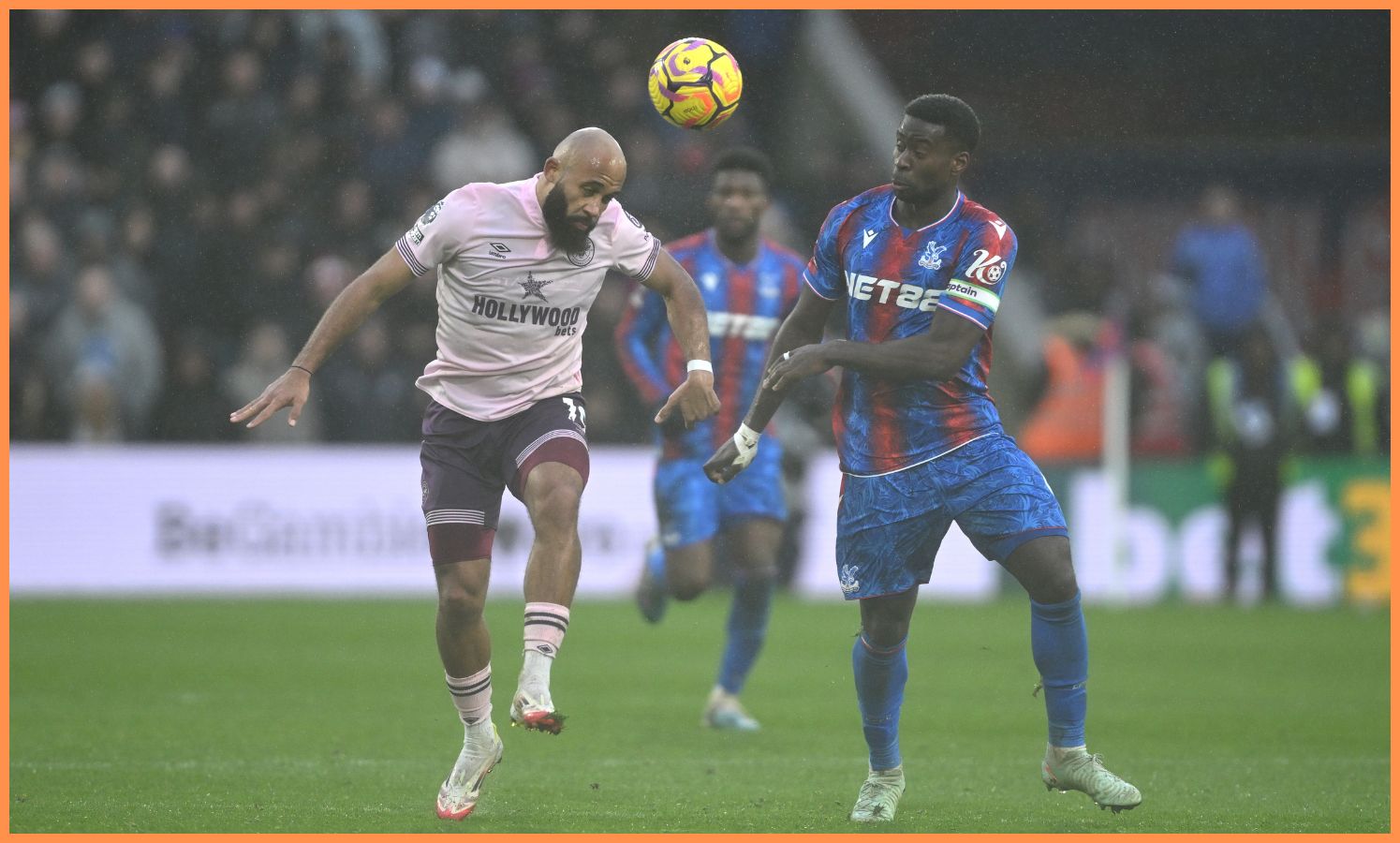 Bryan Mbeumo and Marc Guehi in action