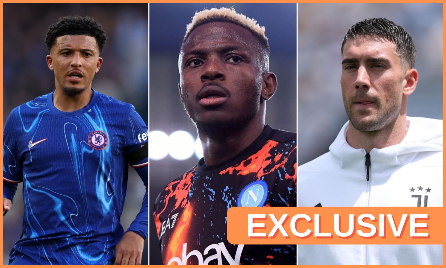 Jadon Sancho, Victor Osimhen and Dusan Vlahovic