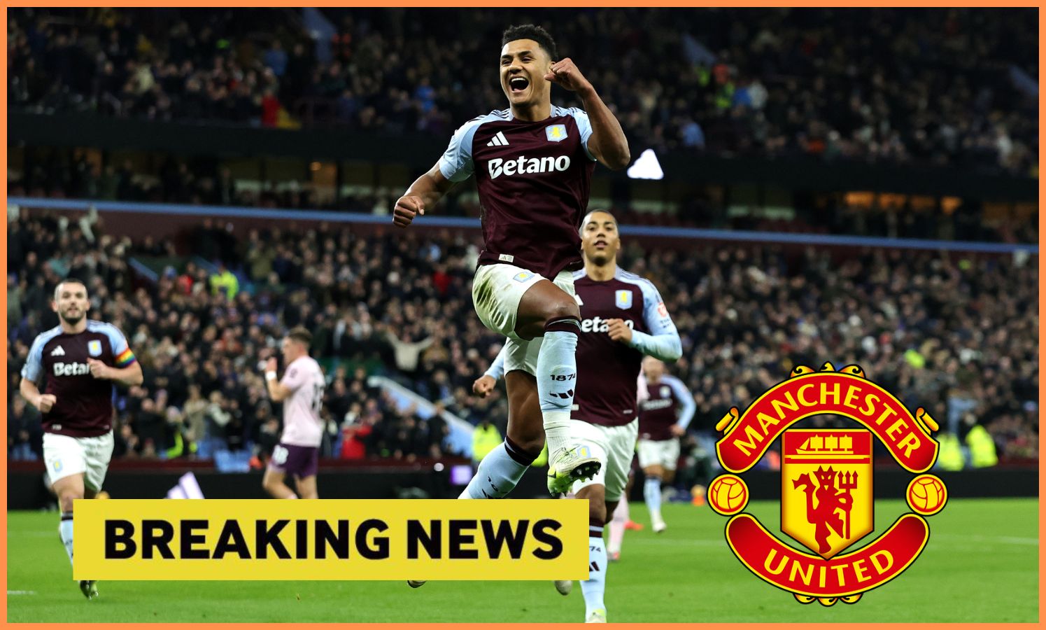 Ollie Watkins celebrates a goal for Aston Villa