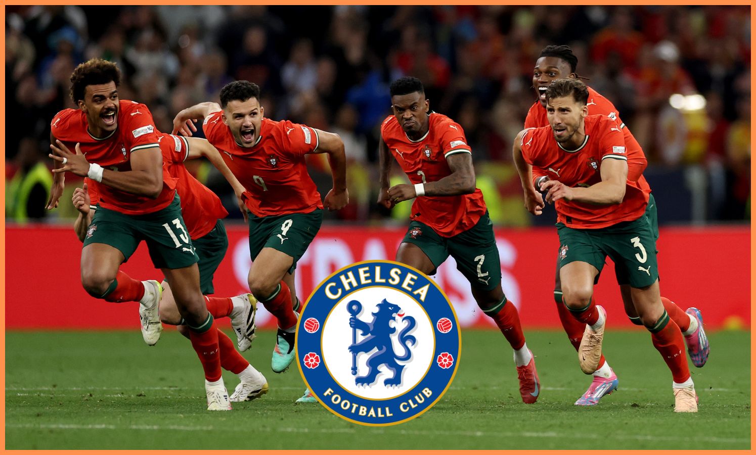 Renato Veiga celebrating with his Portugal teammates