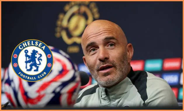 Enzo Maresca, Manager of Chelsea, talks to the media