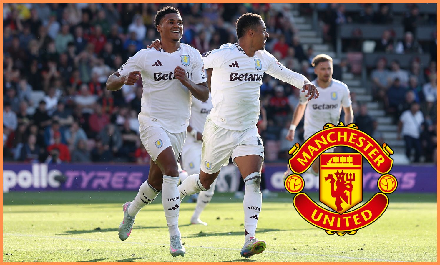 Ollie Watkins celebrates with his Aston Villa teammates