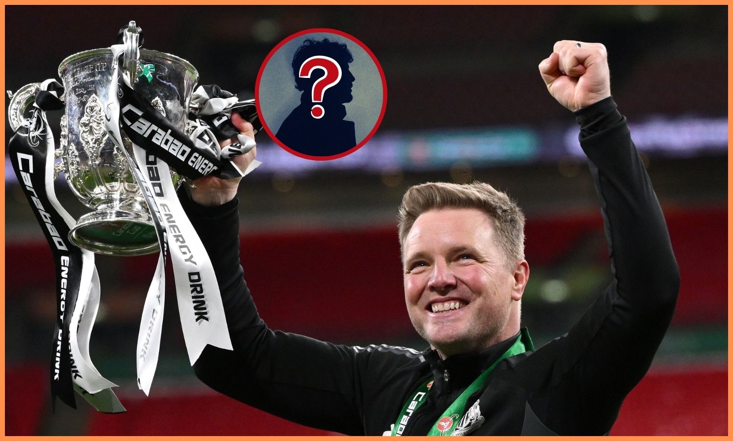Newcastle manager Eddie Howe celebrates with the Carabao Cup