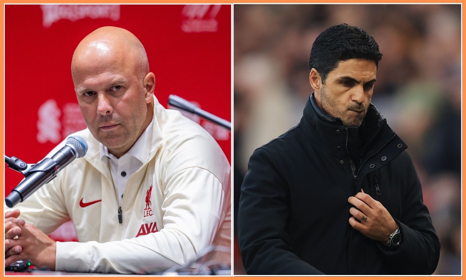 Arne Slot and Mikel Arteta