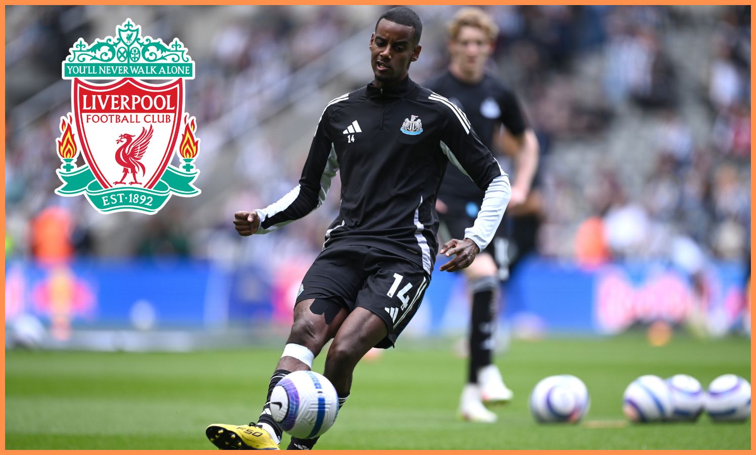 Alexander Isak warming up for Newcastle United