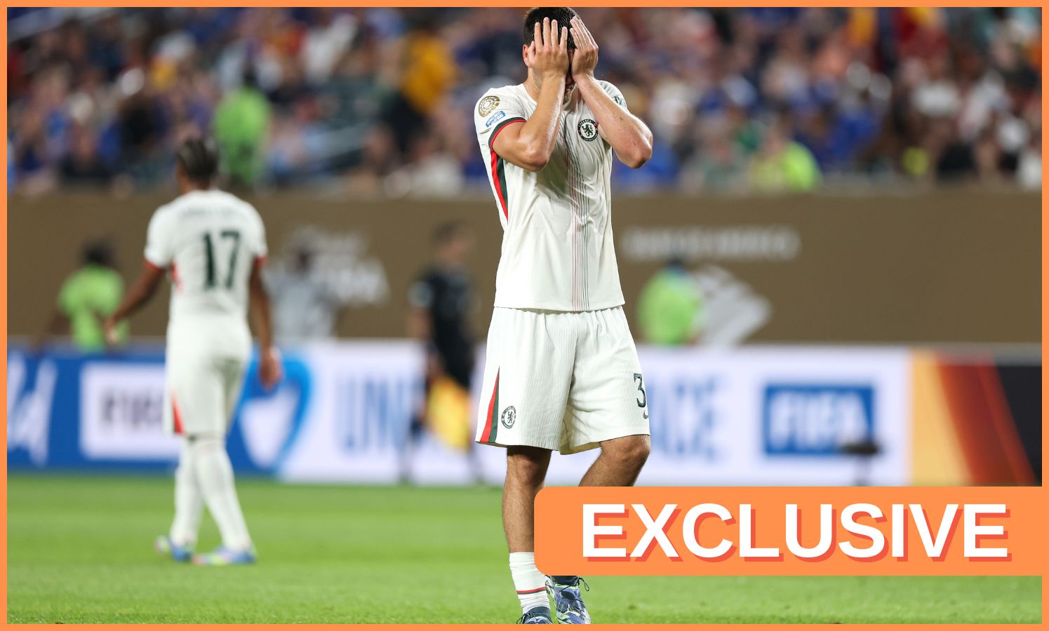 Marc Guiu reacts during a Club World Cup match for Chelsea