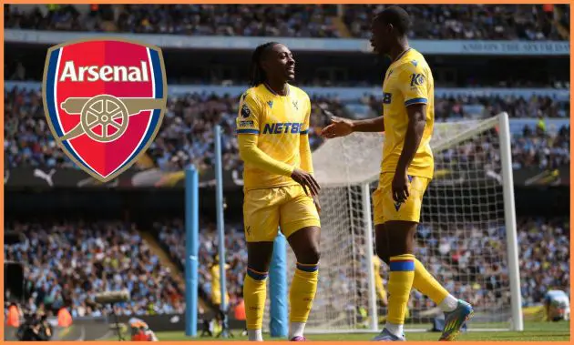 Eberechi Eze celebrates scoring against Manchester City