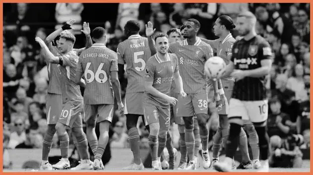 Diogo Jota with his Liverpool teammates