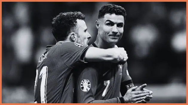 Cristiano Ronaldo and Diogo Jota celebrate for Portugal