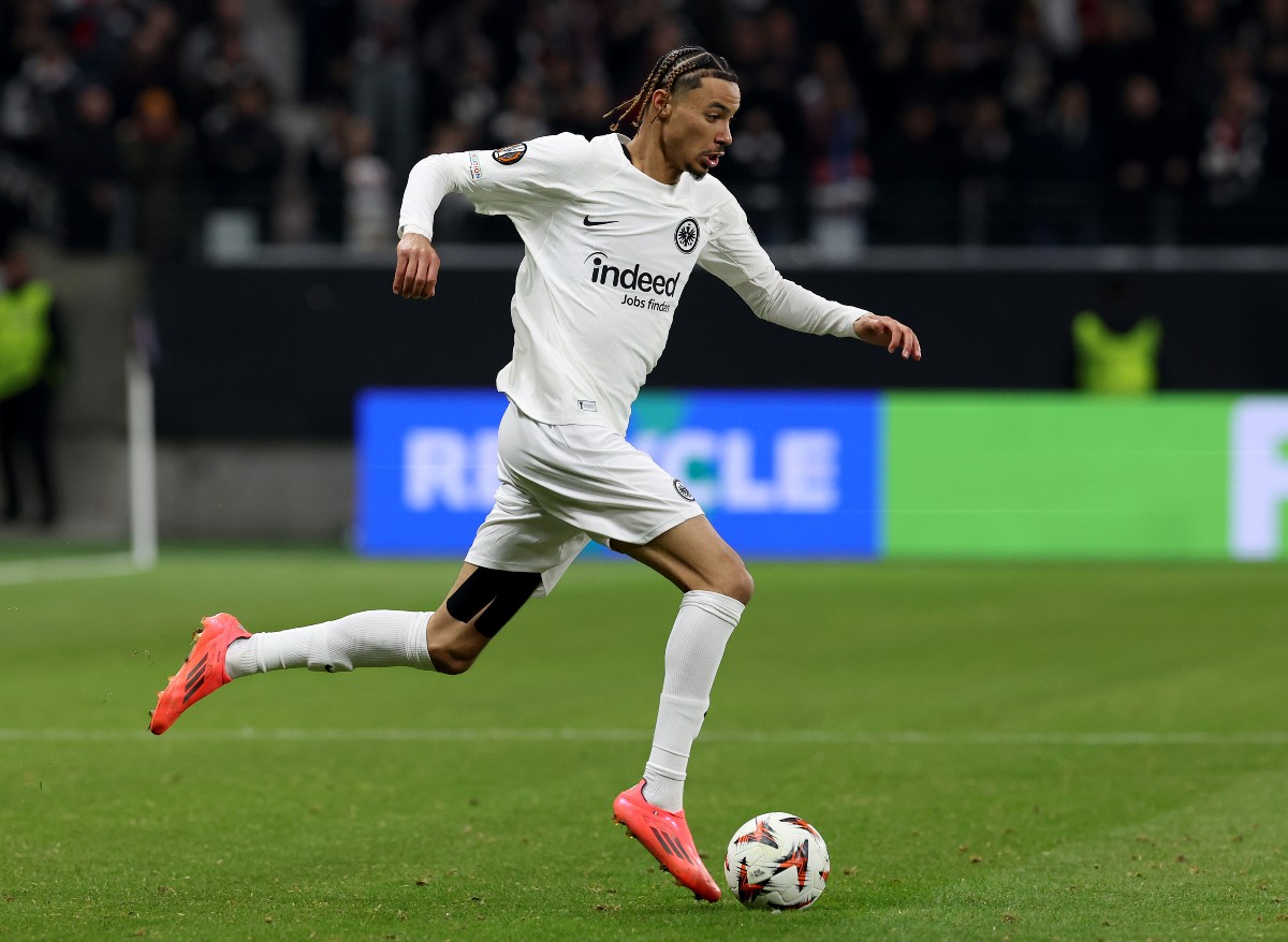 Hugo Ekitike in action for Eintracht Frankfurt last season