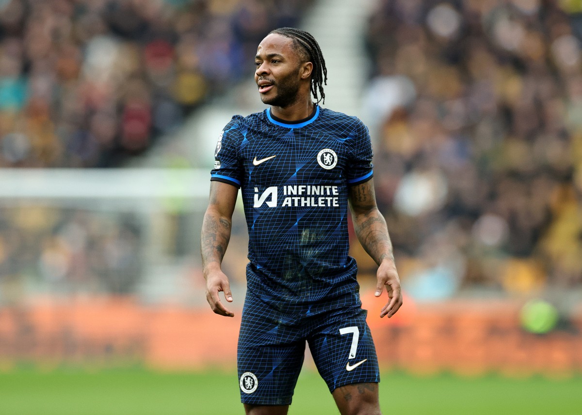 Raheem Sterling in action for Chelsea against Wolves