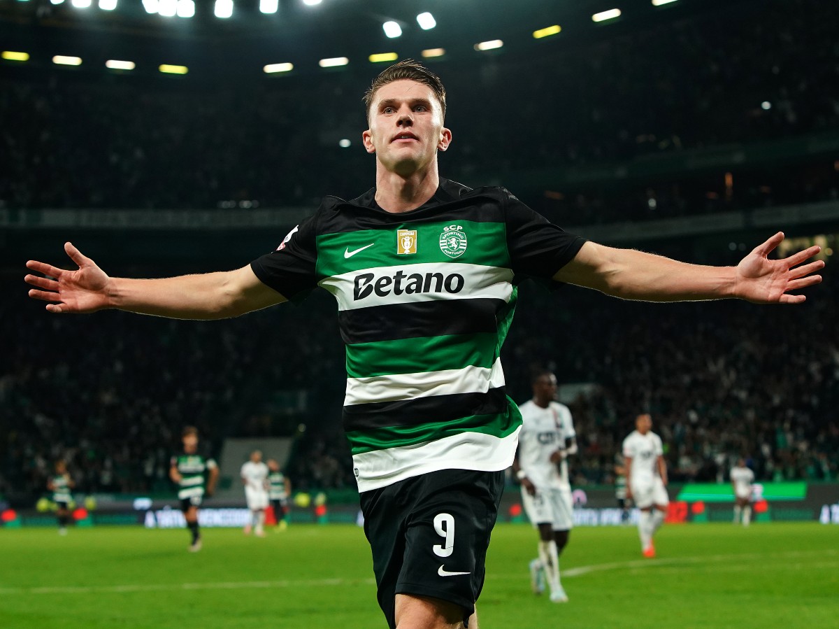 Viktor Gyokeres celebrating a goal for Sporting Lisbon last season