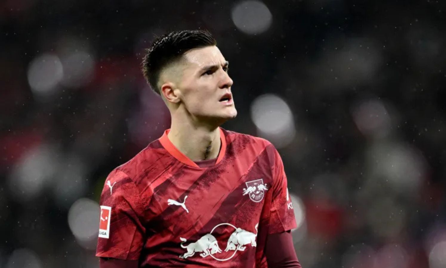 Benjamin Sesko in action for RB Leipzig last season