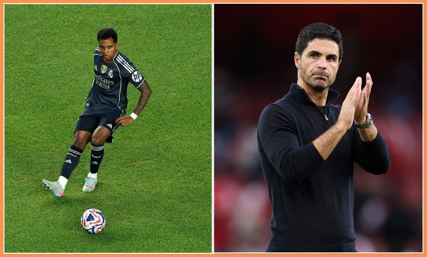 Rodrygo Goes and Mikel Arteta
