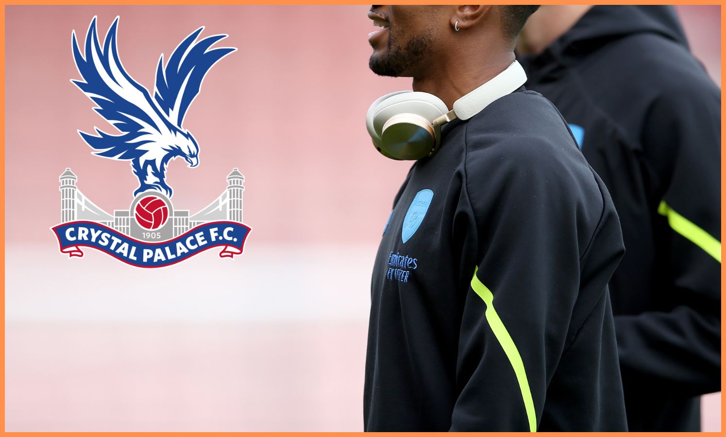 Reiss Nelson of Arsenal and the Crystal Palace logo