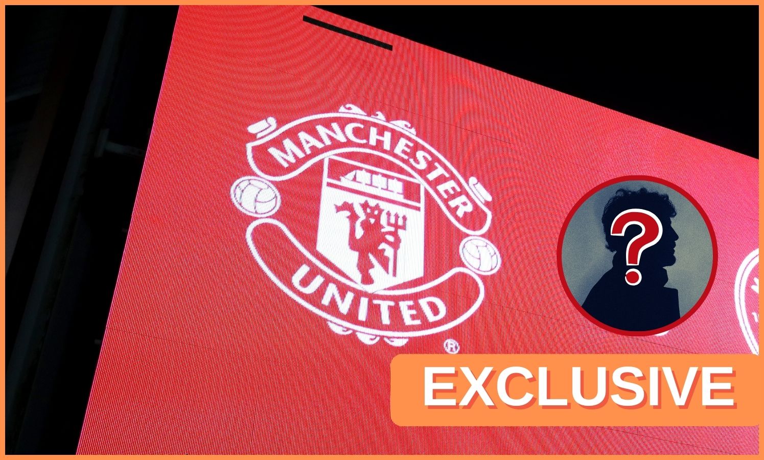 Manchester United logo and 'exclusive' banner
