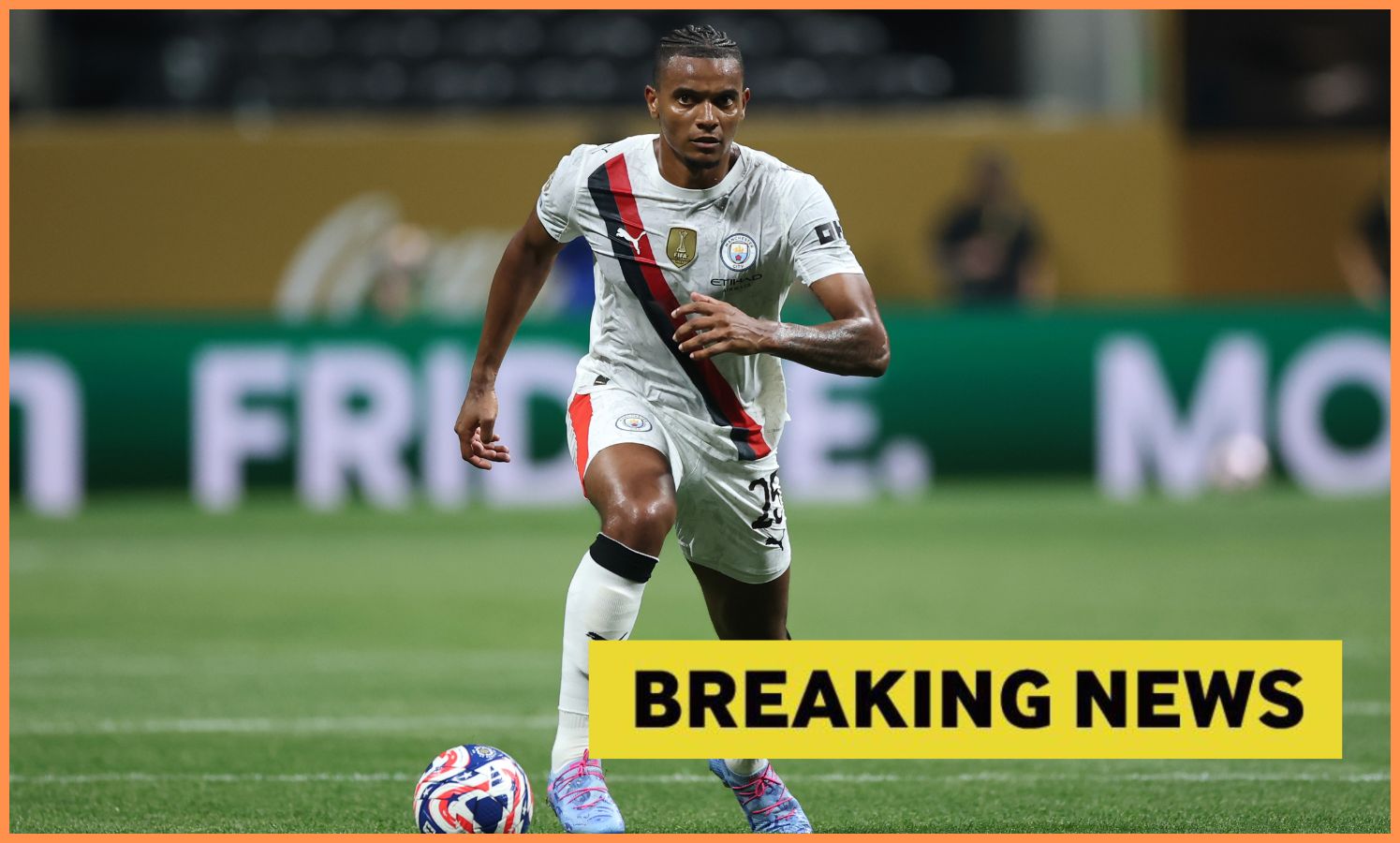 Manuel Akanji and 'breaking news' banner