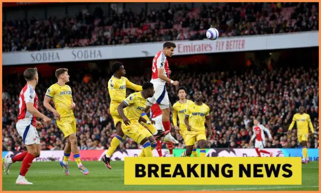 Arsenal's Jakub Kiwior scoring against Crystal Palace last season