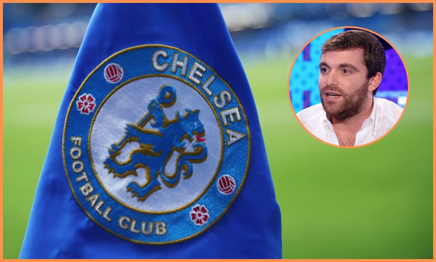 Chelsea logo on corner flag, and Fabrizio Romano