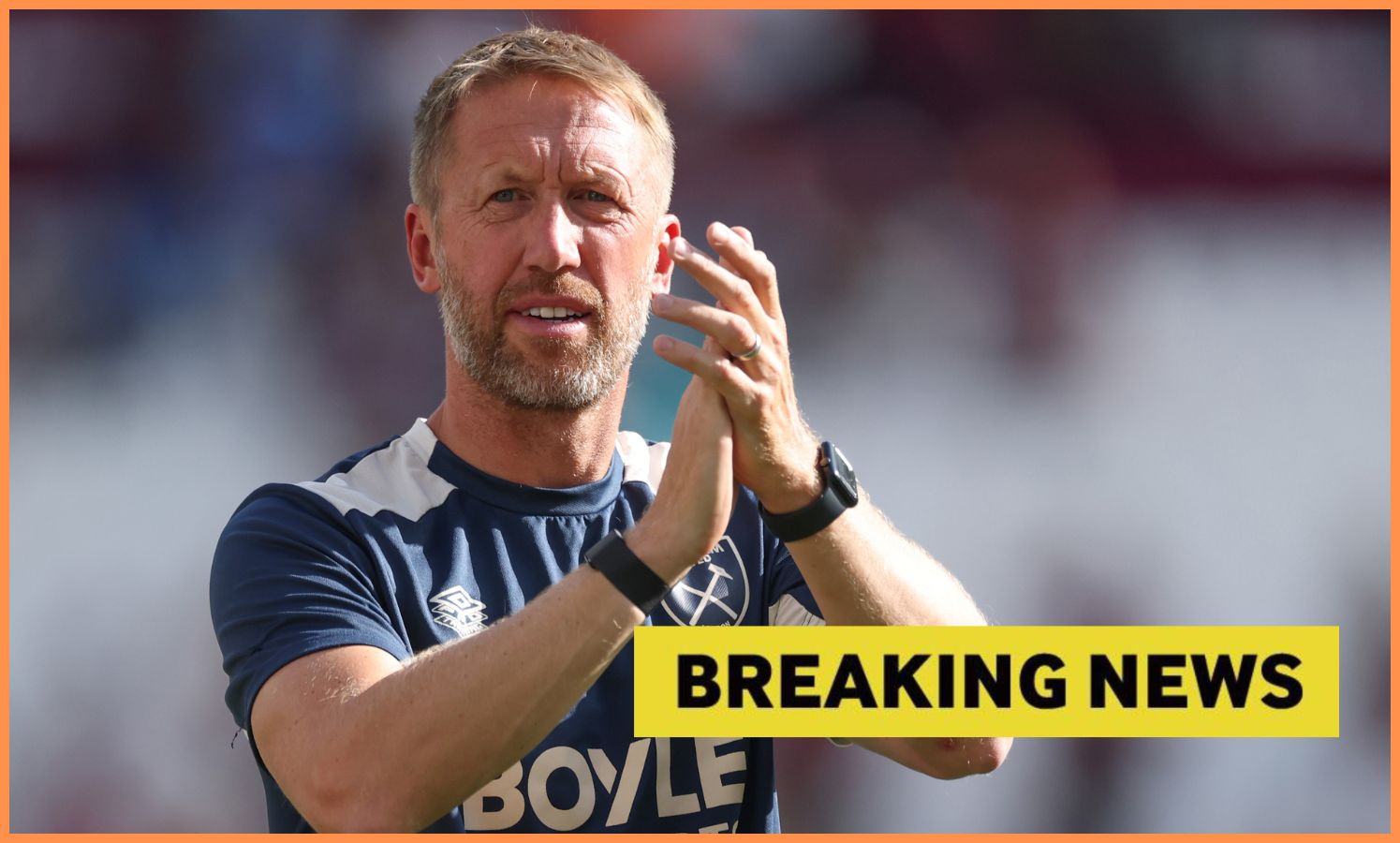 Graham Potter and 'breaking news' banner