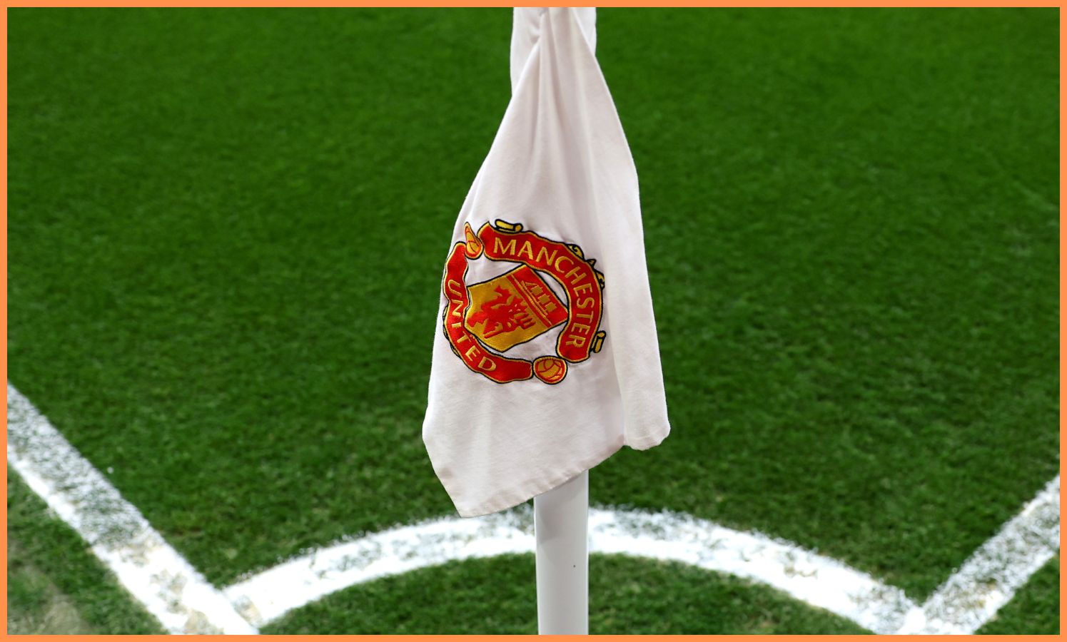 Manchester United logo on corner flag