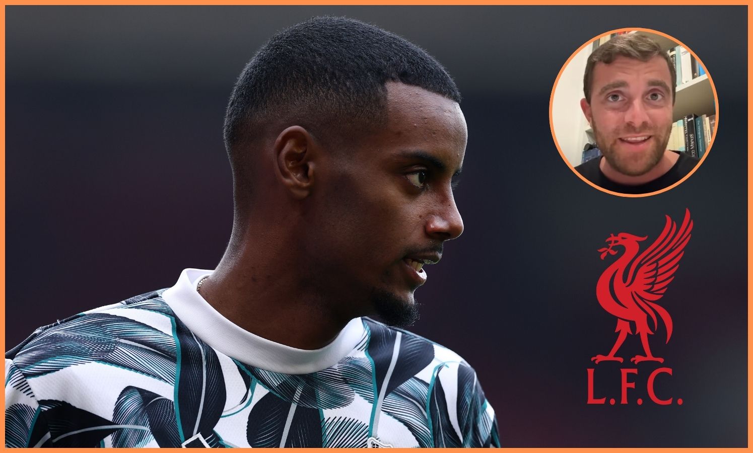 Alexander Isak, Fabrizio Romano and the Liverpool FC logo