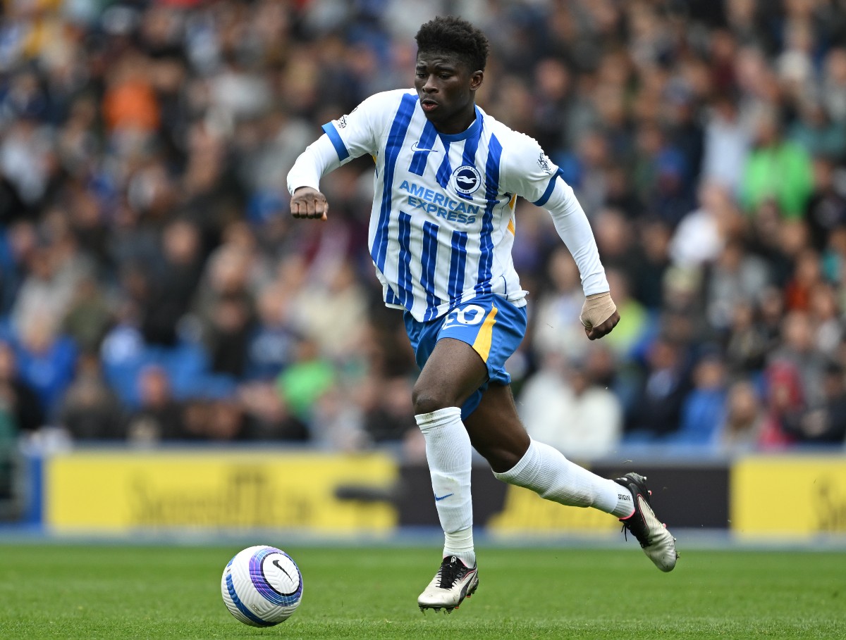 Carlos Baleba in action for Brighton and Hove Albion