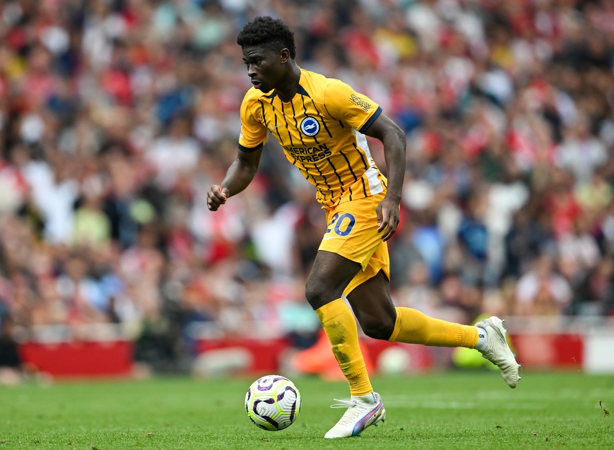 Carlos Baleba in action for Brighton vs Arsenal last season