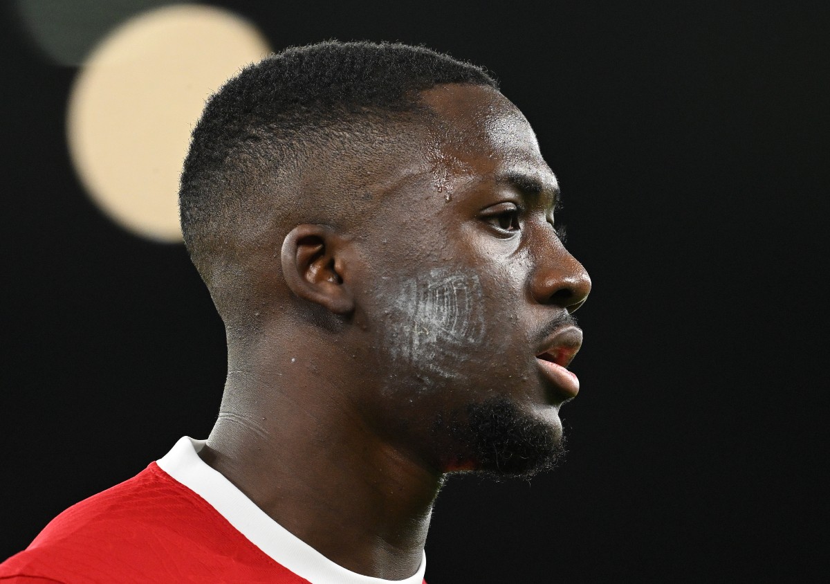 Ibrahima Konate looks on during Liverpool vs Arsenal