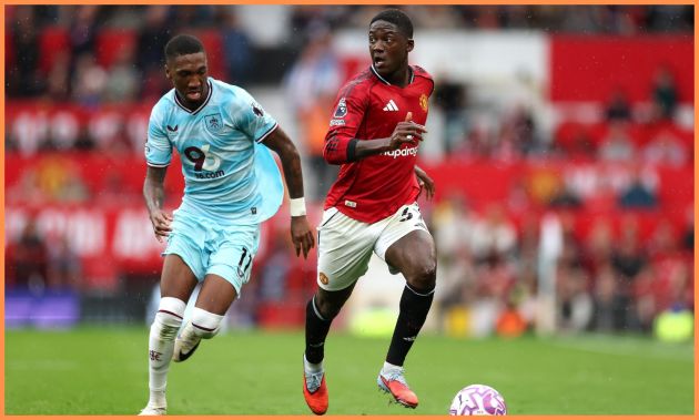 Kobbie Mainoo in action for Manchester United against Burnley