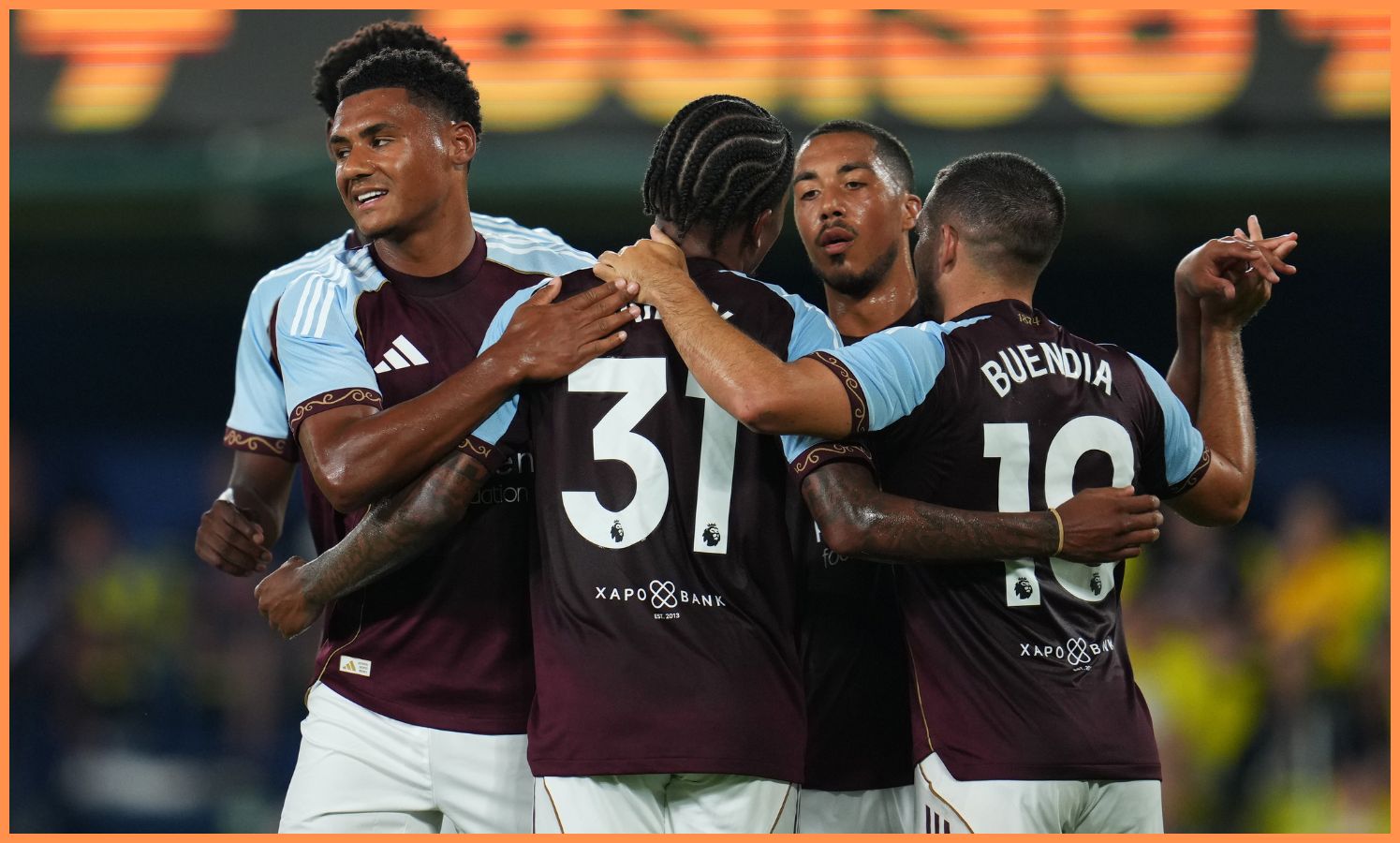 Aston Villa players celebrating