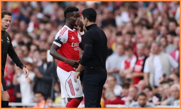 Bukayo Saka and Mikel Arteta