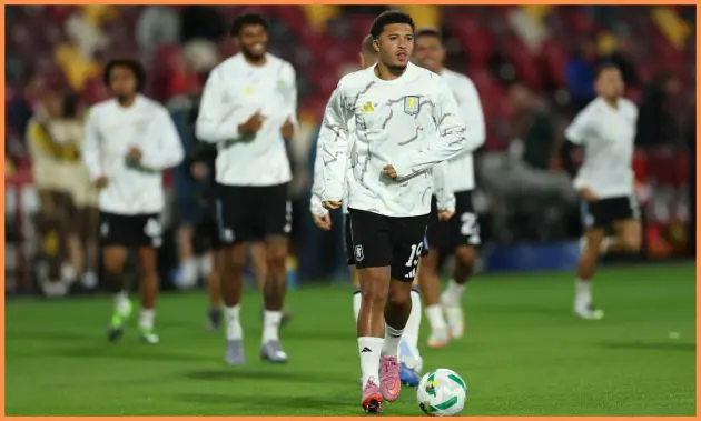Jadon Sancho warming up for Aston Villa