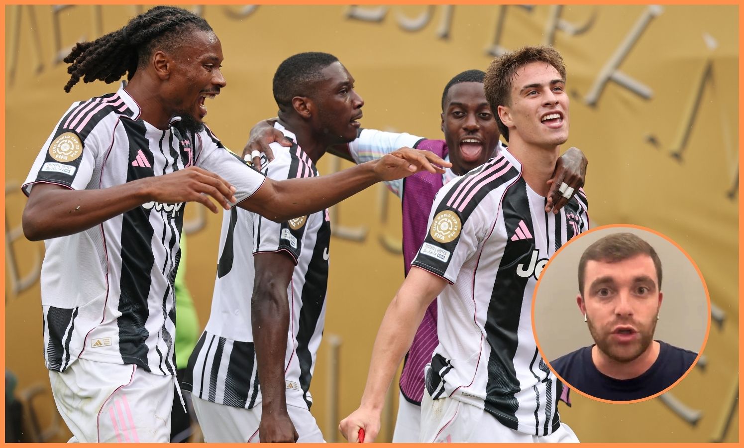 Randal Kolo Muani celebrates with his Juventus teammates